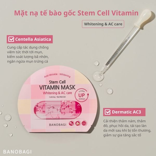 Mặt Nạ Giấy Banobagi Stem Cell Vitamin Mask Whitening And AC Care