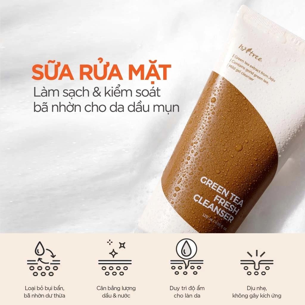 Isntree Sữa Rửa Mặt Green Tea Fresh Cleanser 120ml