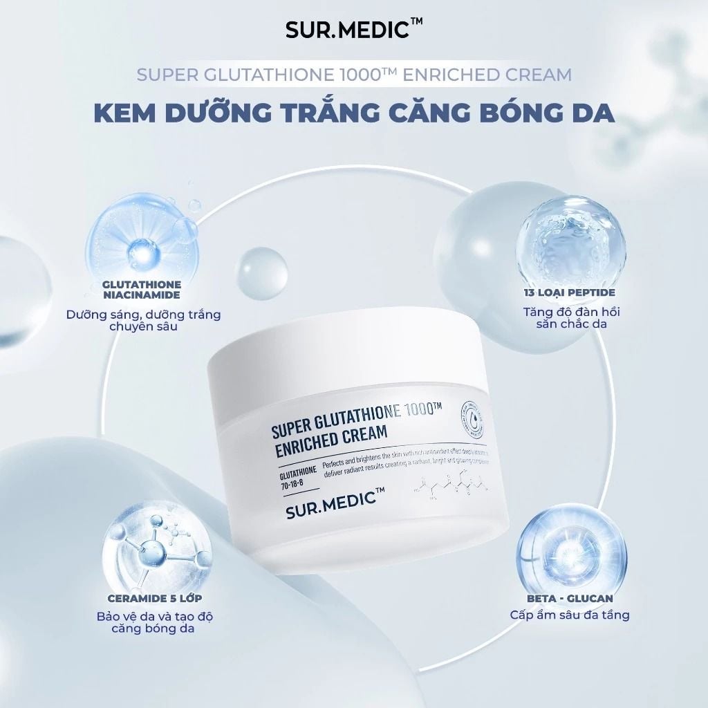 Sur.Medic+ Kem dưỡng Super Glutathione 1000Tm Enriched Cream 50mlSur.Medic+ Kem  dưỡng Super Glutathione 1000Tm Enriched Cream 50ml – SammiShop