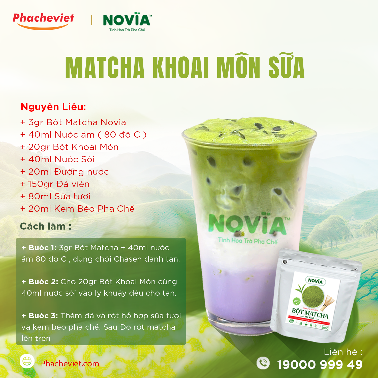 Công thức Pha Chế Matcha Khoai Môn Sữa