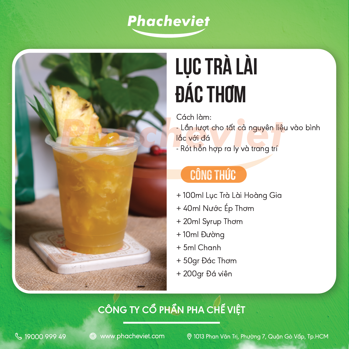 Công thức pha chế Lục Trà Lài Đác Thơm