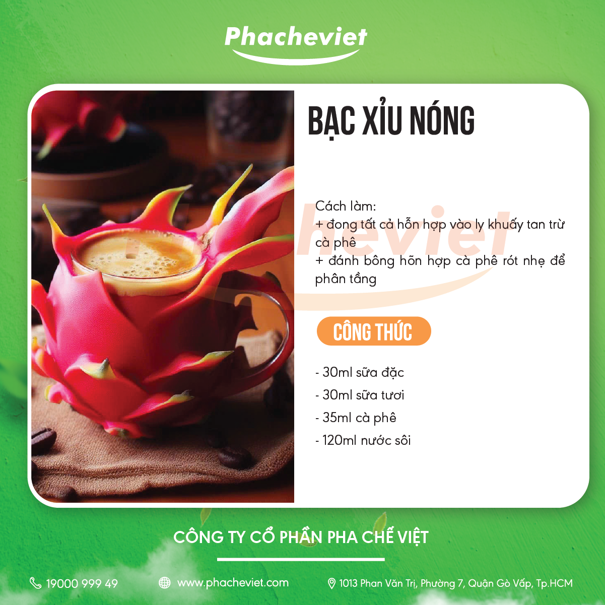Công thức pha chế Bạc Xỉu Nóng