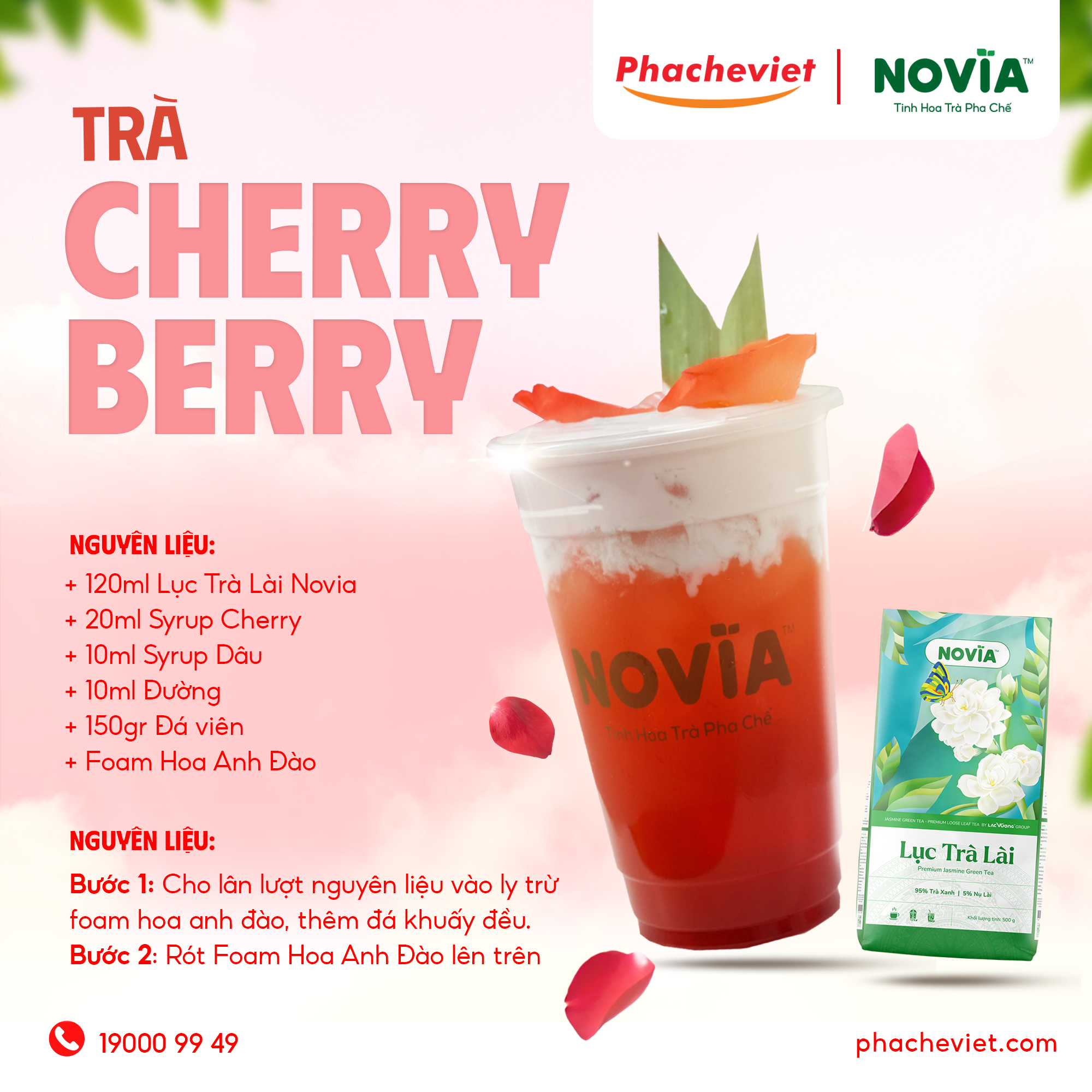Công thức pha chế Trà Cherry Berry