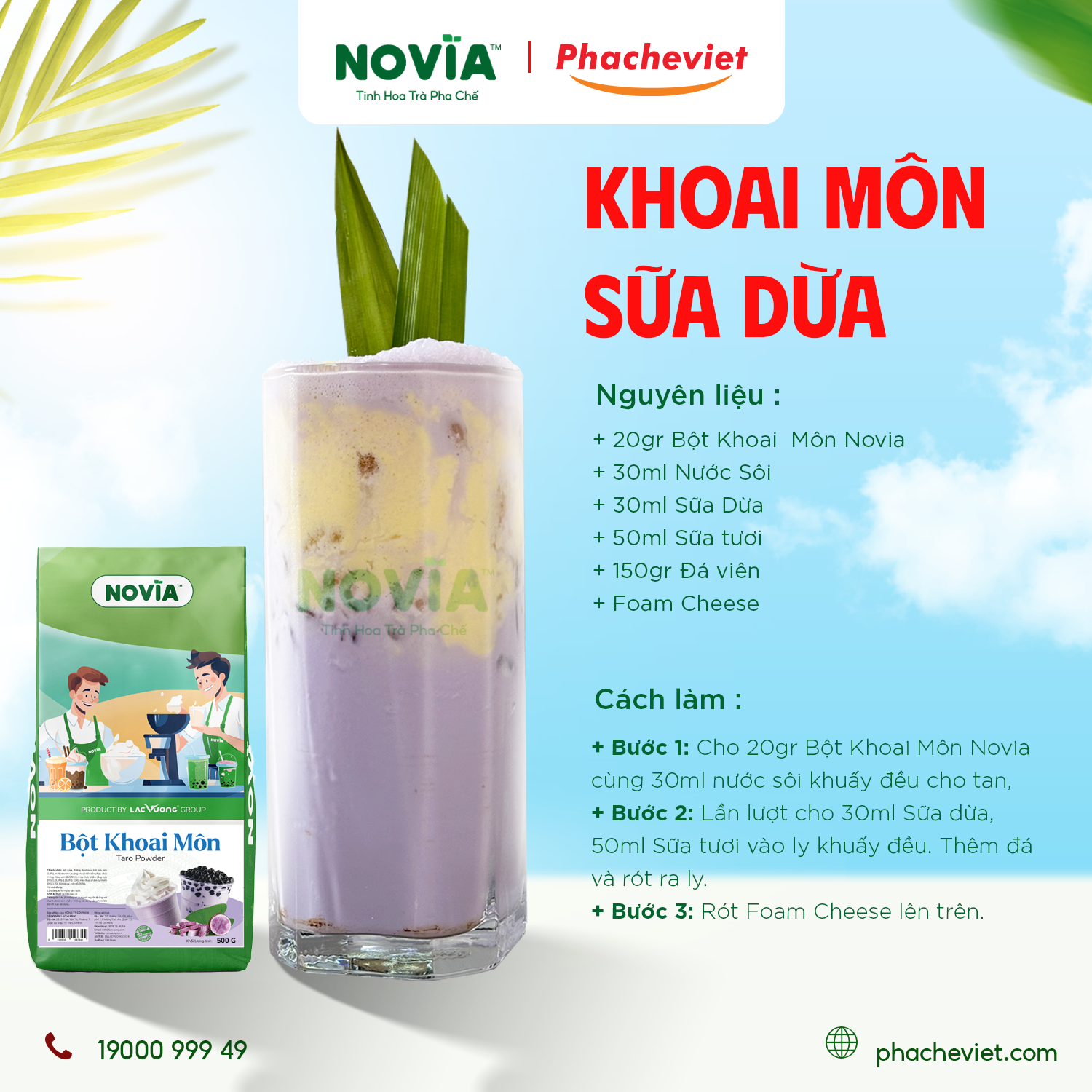 Công thức pha chế Khoai Môn Sữa Dừa