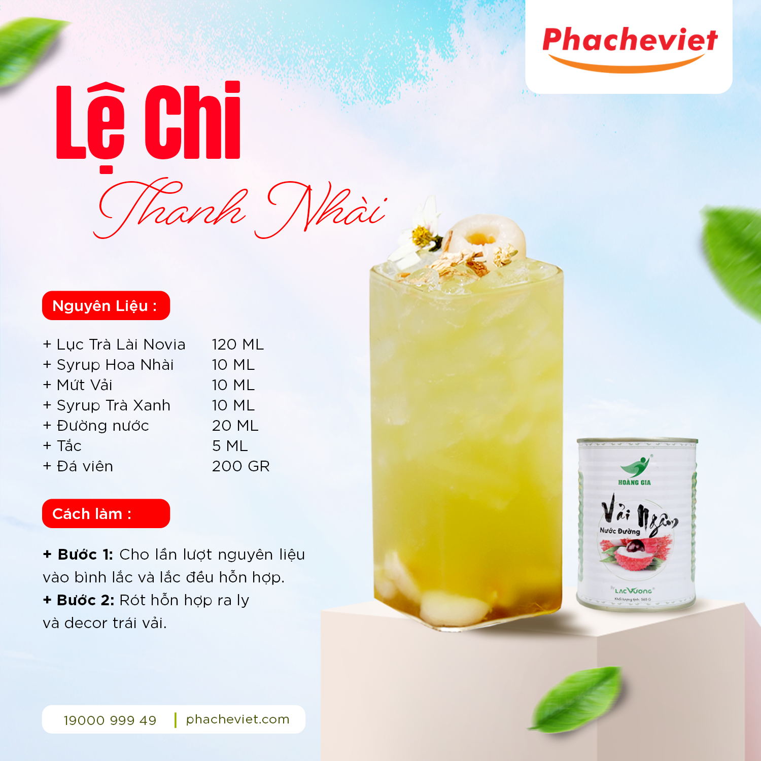 Công thức pha chế Lệ Chi Thanh Nhài