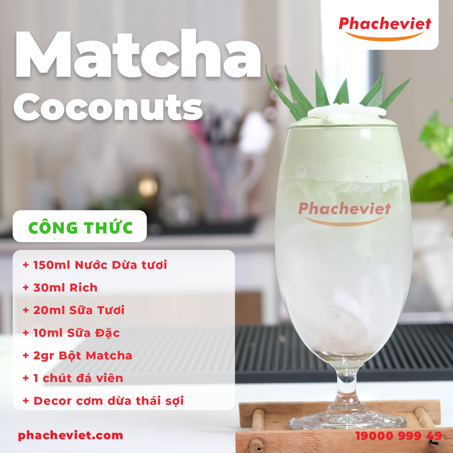 Công thức pha chế Matcha Coconuts thanh mát