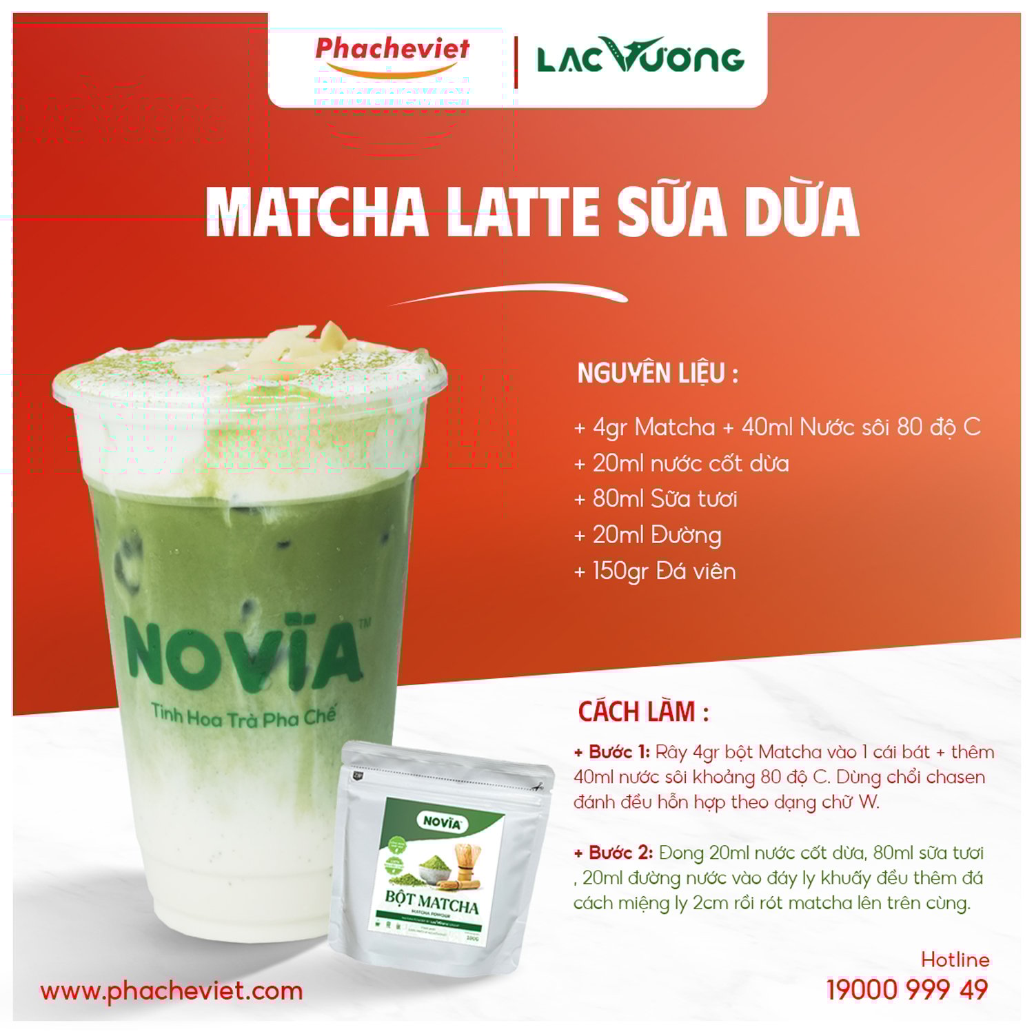 Công thức pha chế Matcha Latte Sữa Dừa