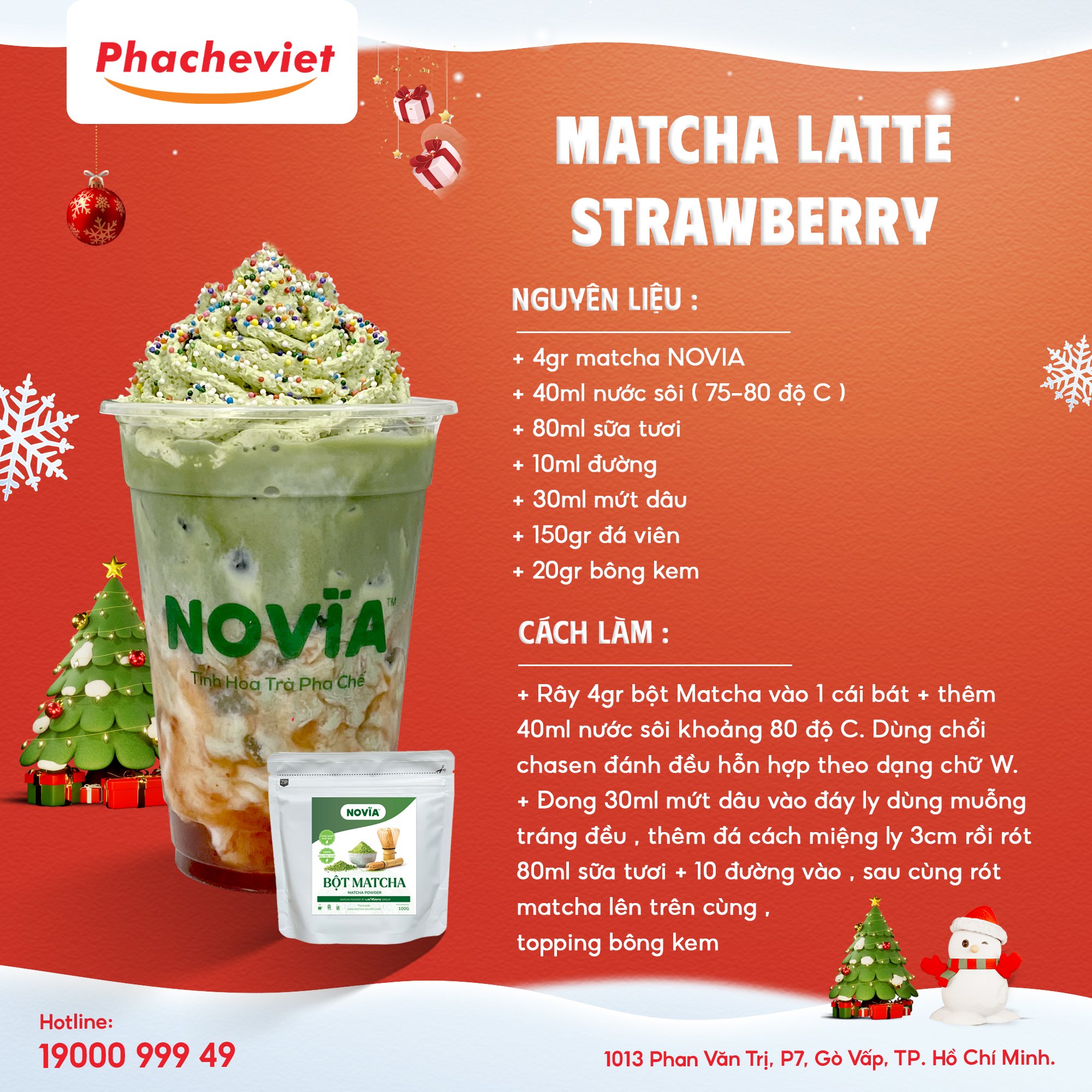 Công thức pha chế Matcha Latte Strawberry