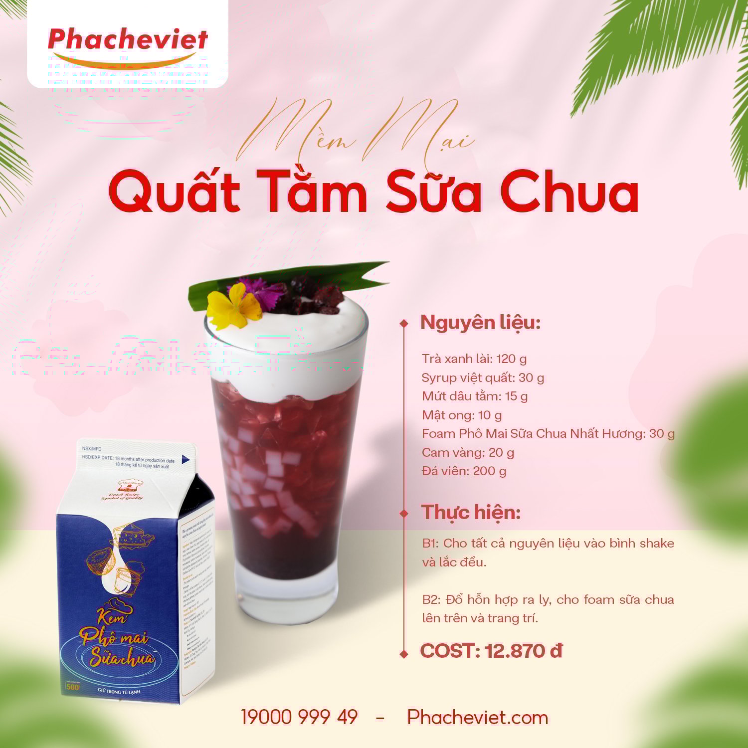 Công thức pha chế Quất Tằm Sữa Chua thanh mát