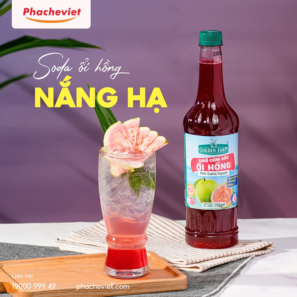 Công thức pha chế Soda Ổi Hồng