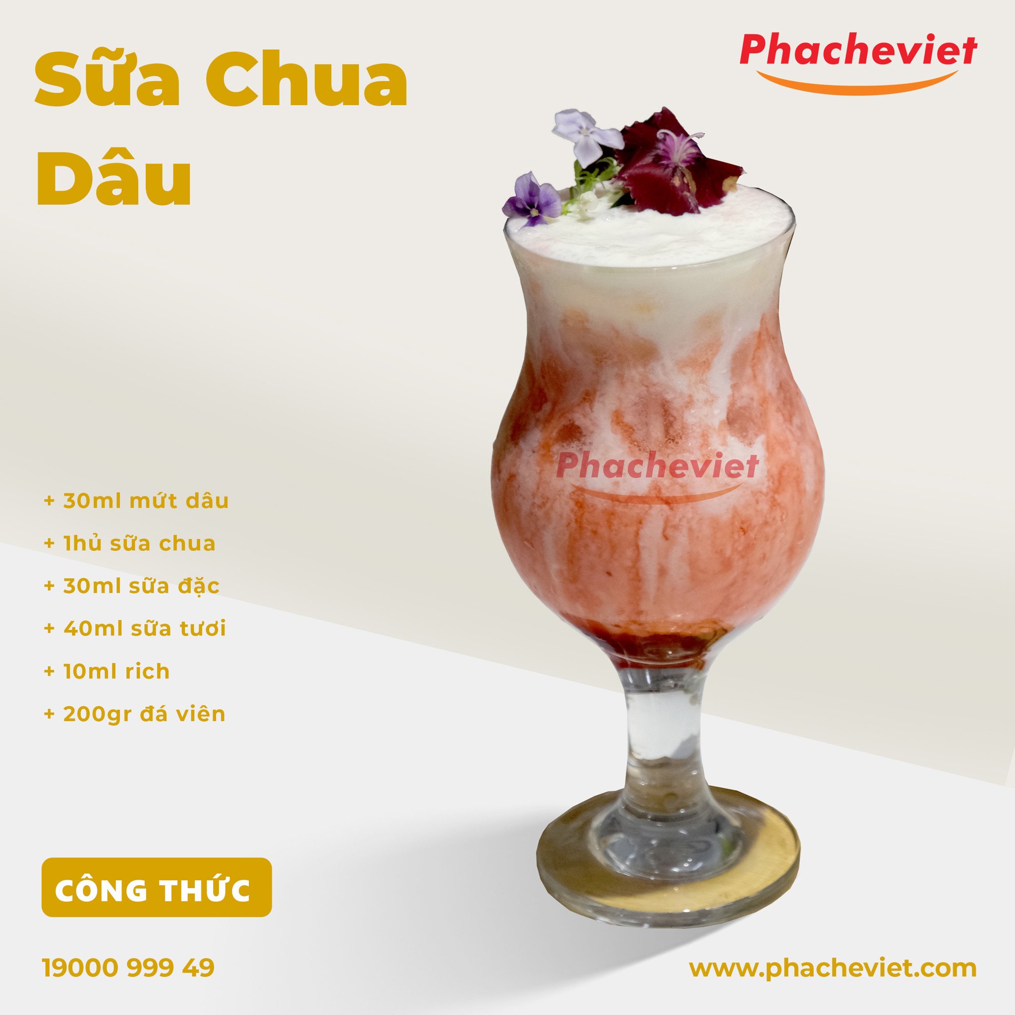 Công thức pha chế Sữa Chua Dâu