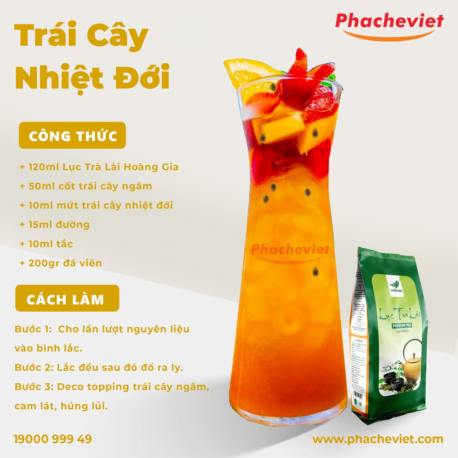 Công thức pha chế Trà Trái Cây Nhiệt Đới