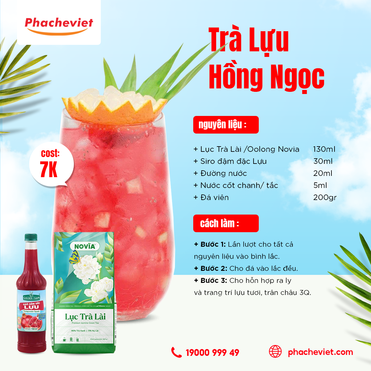 Công thức pha chế Trà Lựu Hồng Ngọc