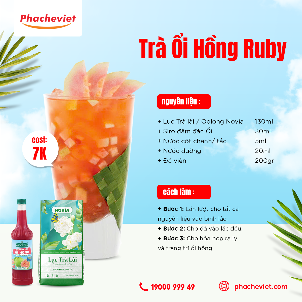 Công thức pha chế Trà Ổi Hồng Ruby