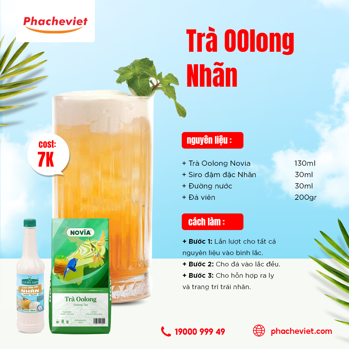 Công thức pha chế Trà Oolong Nhãn