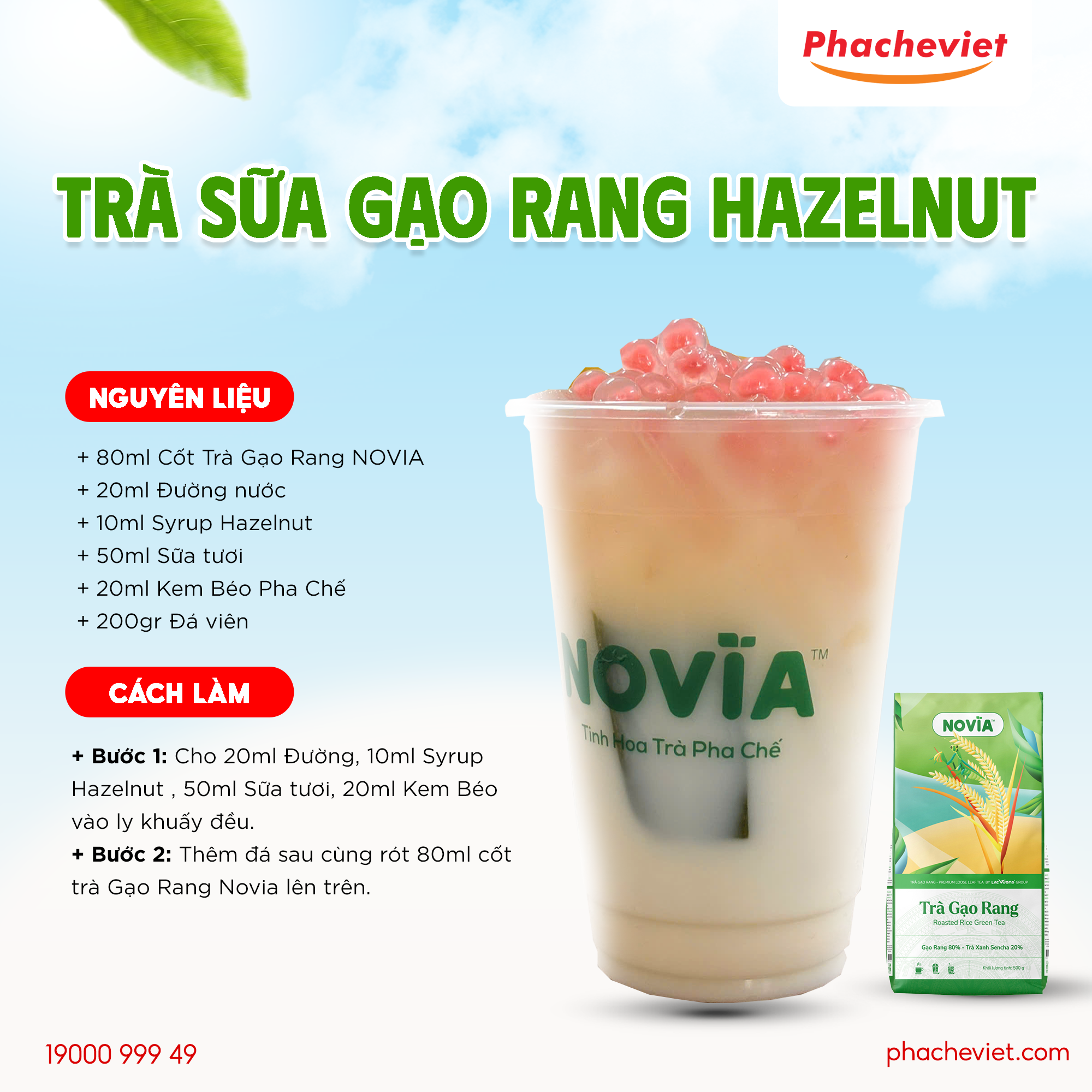 Công thức pha chế Trà Sữa Gạo Rang Hazelnuts