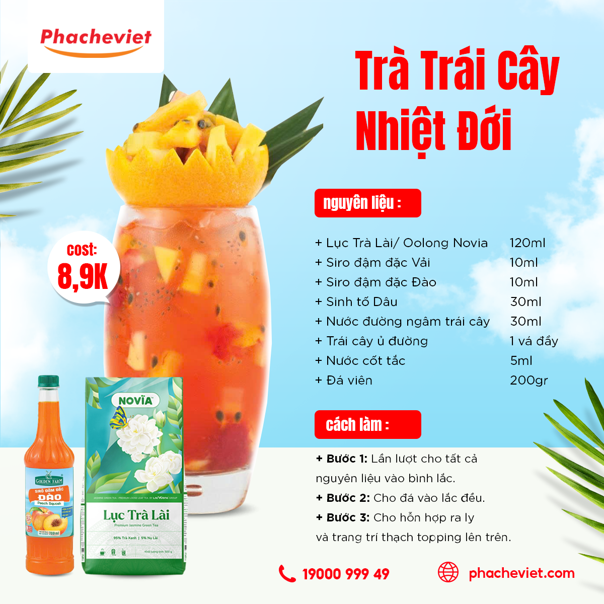 Công thức pha chế Trà Trái Cây Nhiệt Đới