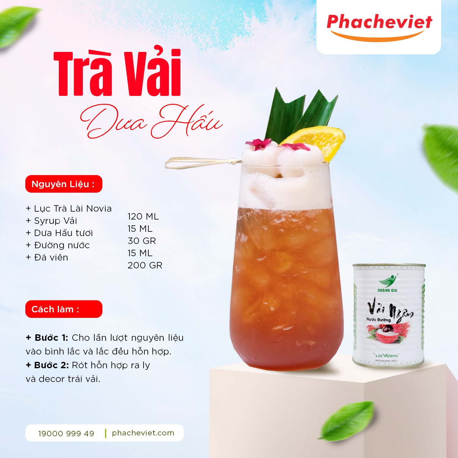 Công thức pha chế Trà Vải Dưa Hấu