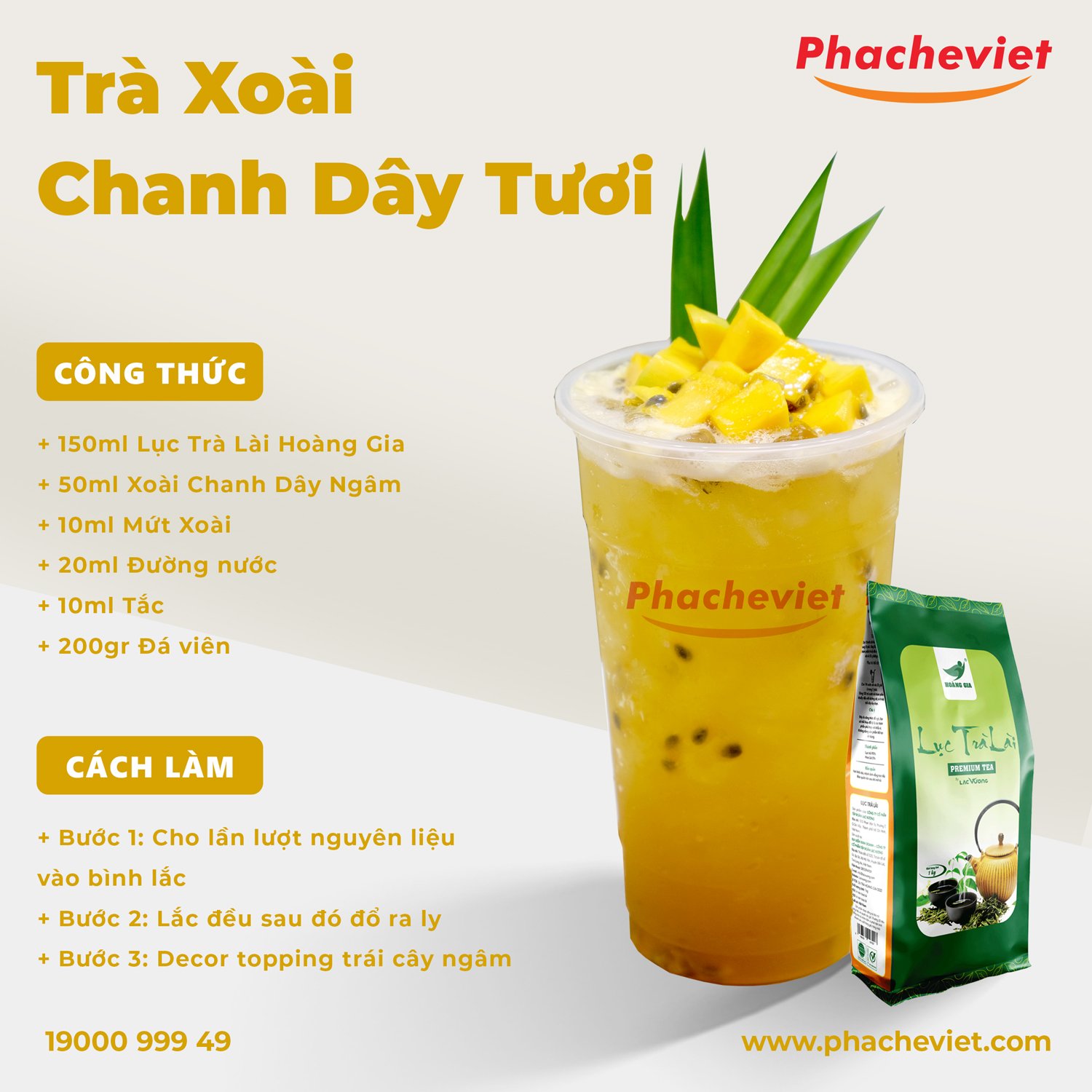 Công thức pha chế Trà Xoài Chanh Dây Tươi