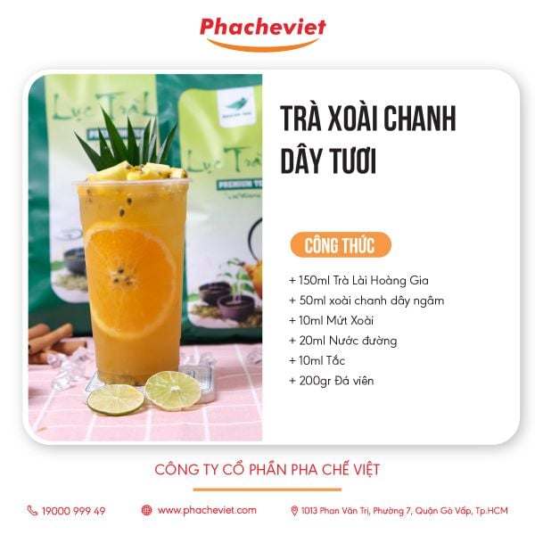 3. Các bước pha chế trà xoài chanh leo