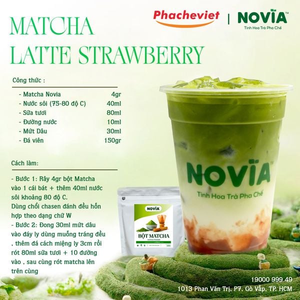 C Ng Th C Pha Ch Matcha Latte Strawberry