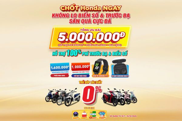 CHỐT HONDA NGAY – KHÔNG LO BIỂN SỐ & TRƯỚC BẠ – SĂN QUÀ CỰC ĐÃ