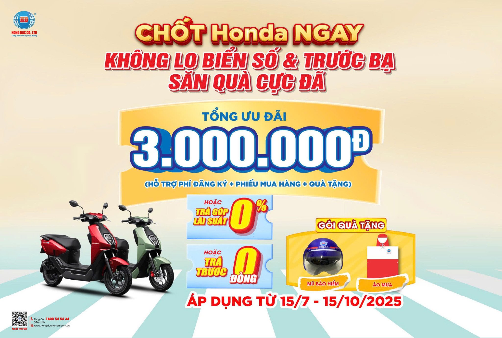 CHỐT HONDA NGAY – KHÔNG LO BIỂN SỐ & TRƯỚC BẠ, NHẬN QUÀ CỰC ĐÃ