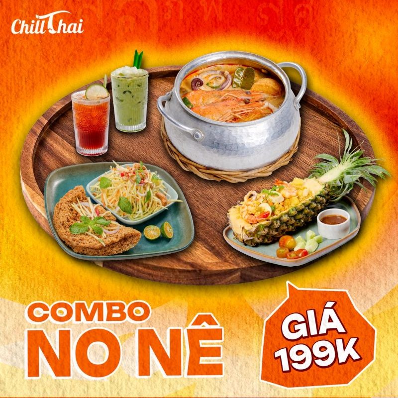 Combo no nê dành cho 2 khách chỉ 199k tại ChillThai