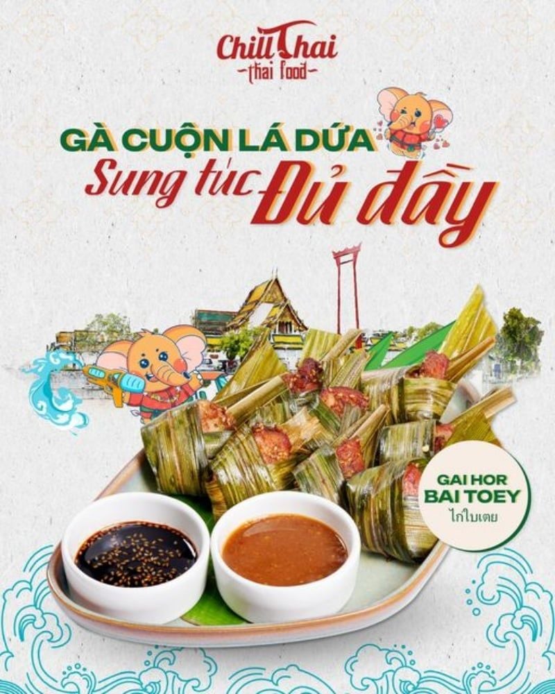 Songkran ăn gì: Gà cuộn lá dứa - Món ngon mang hương vị Tết Thái Lan