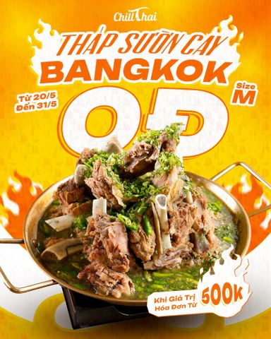 ChillThai tặng tháp sườn cay size M 0đ bùng nổ vị giác