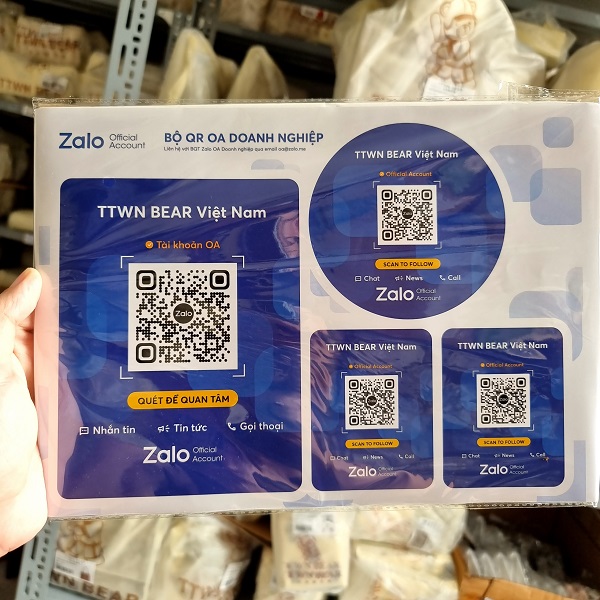 Bộ QR CODE dẫn về zalo OA chứng minh sản phẩm chính hãng