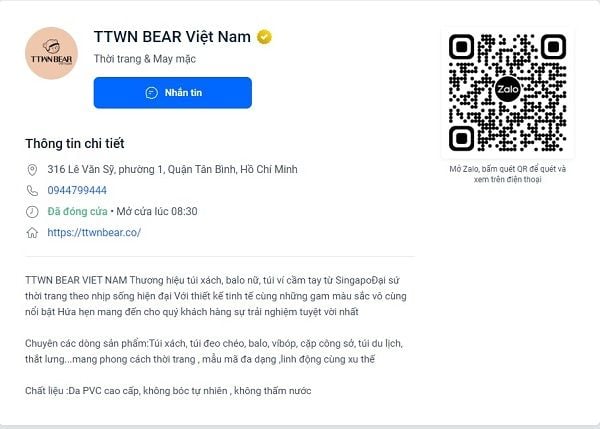 Tem sản phẩm của TTWN Bear Việt Nam