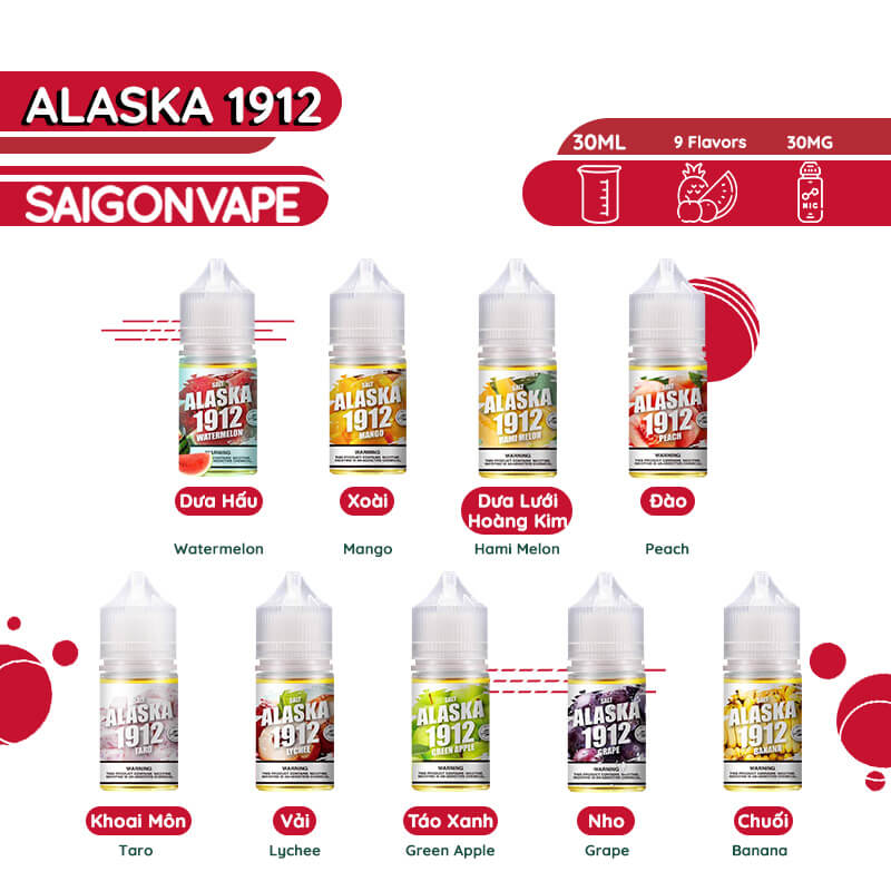 Menu cua tinh dau Pod Alaska 1912 tai Sai Gon Vape