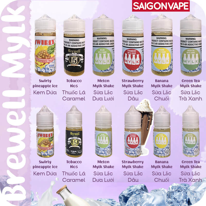 Menu Brewell Mylk Salt tai Shop Pod Sai Gon Vape