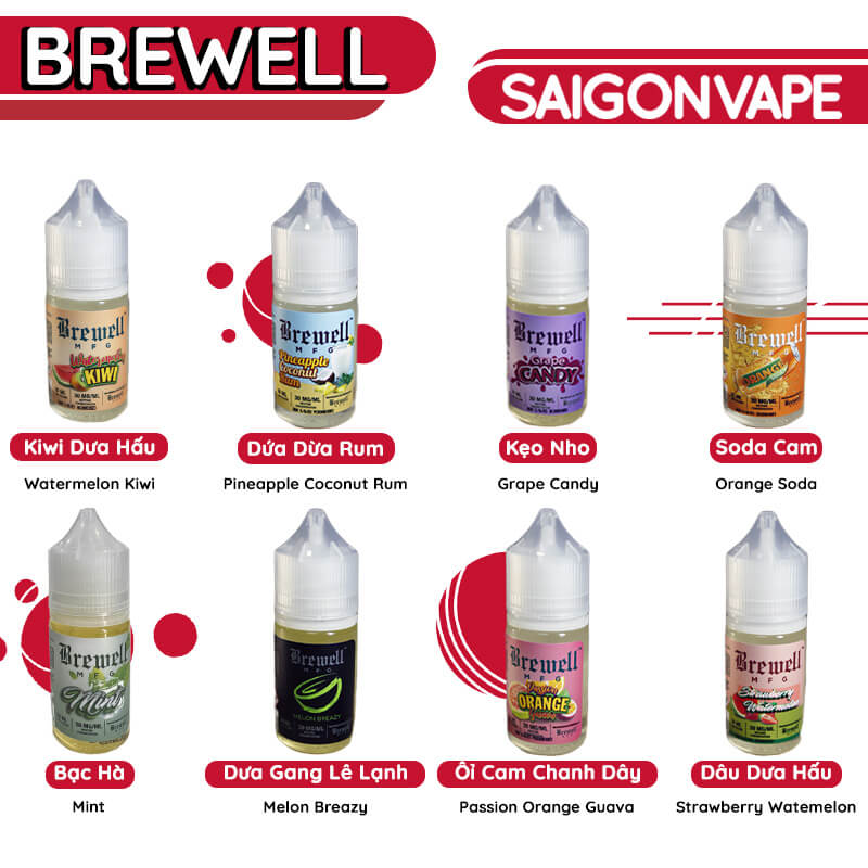 Menu Brewell Saltnic tai Shop Pod Saigonvape