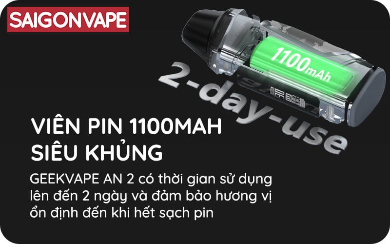 Geekvape Aegis AN2 Pod co dung luong pin 1100mAh