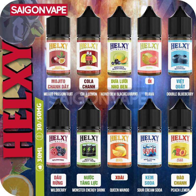 Tron bo cac huong vi cua Juice Salt Nic Helxy