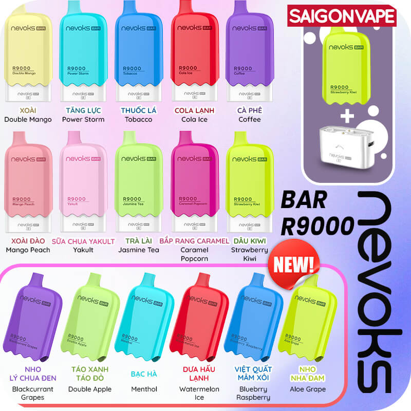 Menu cua Nevoks Bar R9000 tai Saigonvape