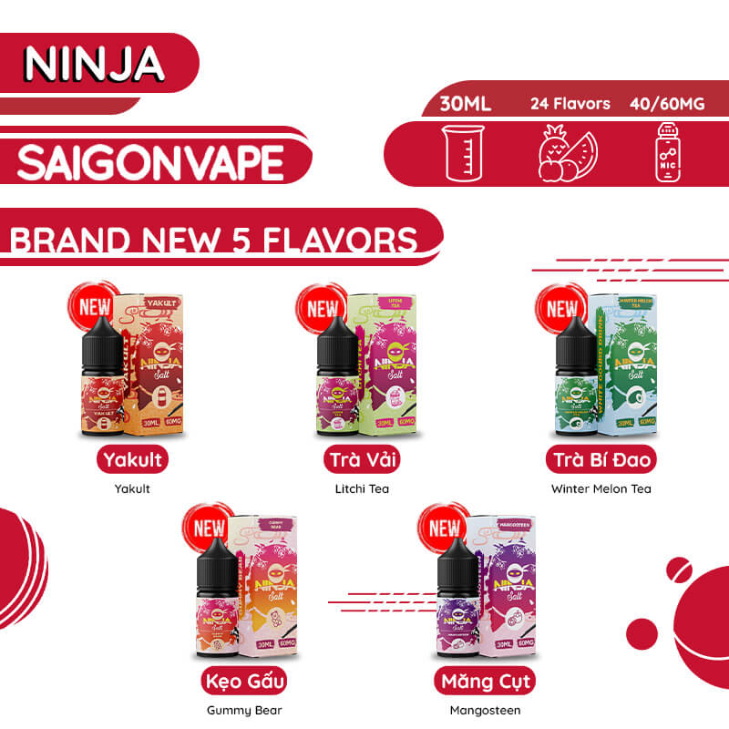 Menu cac vi mơi cua Juice Salt Ninja tai Sai Gon Vape