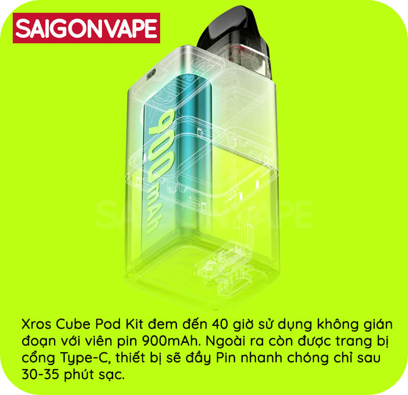 Pod Kit CUBE su dung 40 gio lien tuc