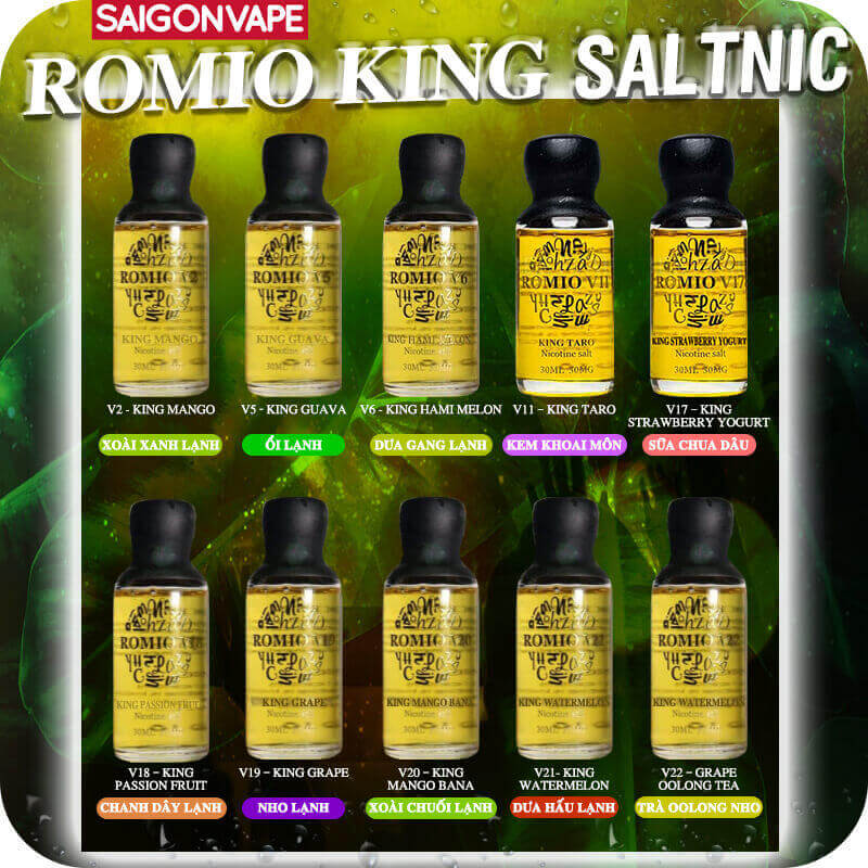 Menu Romio King Saltnic Glass Bottle Version