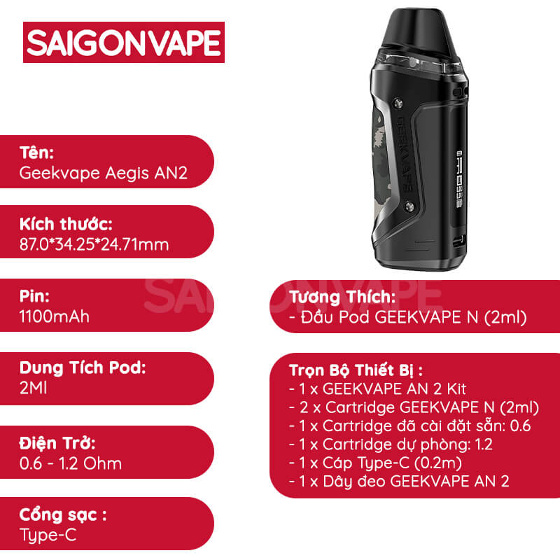 Thong so ky thuat cua Geekvape Aegis AN2 Pod Kit