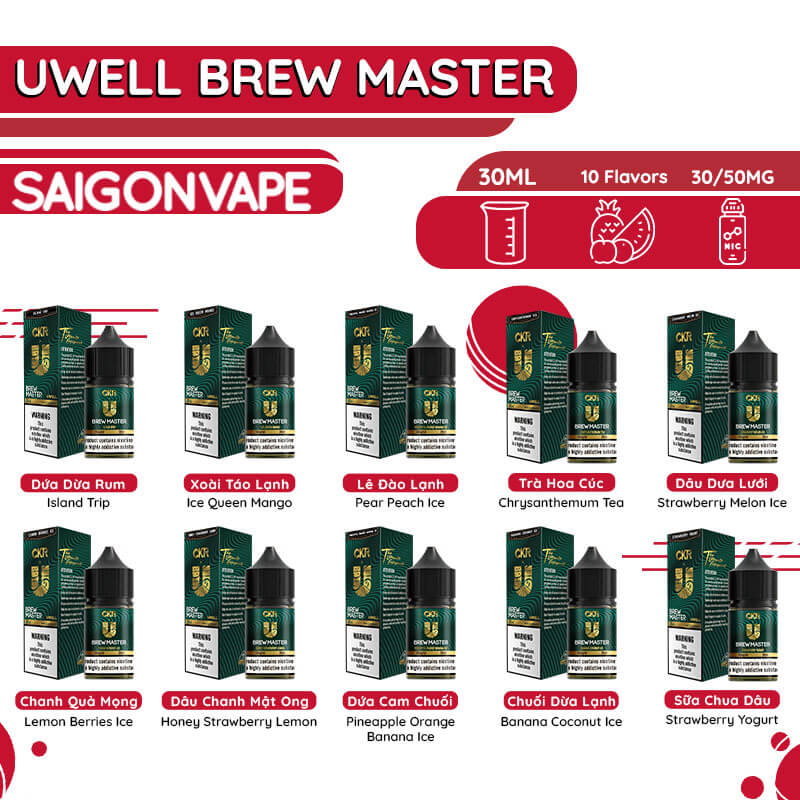 Menu cac huong vi của Uwell Brew Master