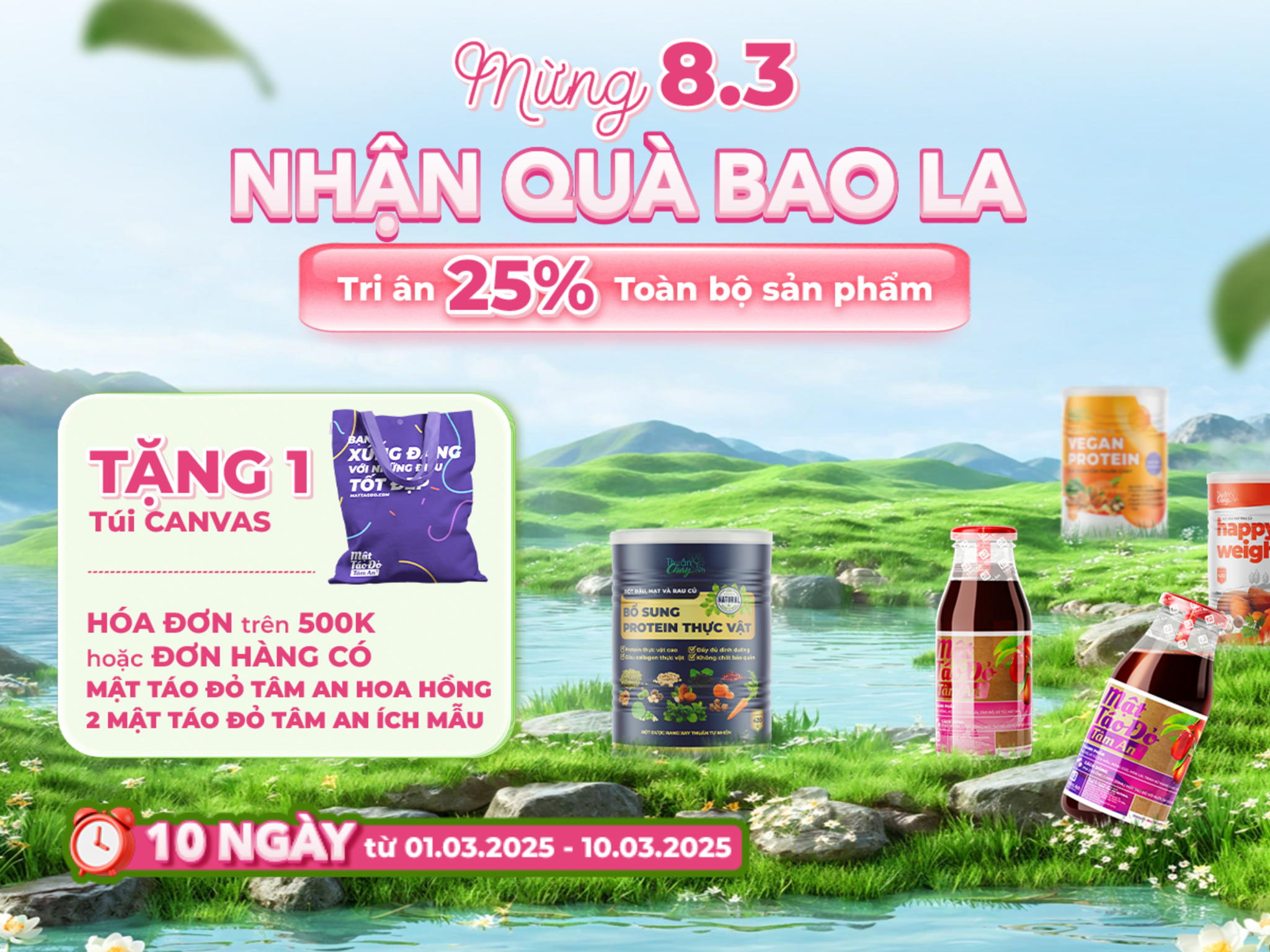 Chương Trình Ưu Đãi Lớn Mừng Ngày 08/03 - Nhận Quà Bao La Cùng Thuần Chay!