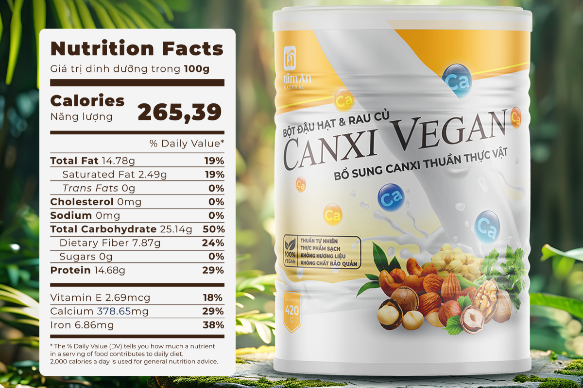 Bột đậu hạt rau củ Canxi Vegan
