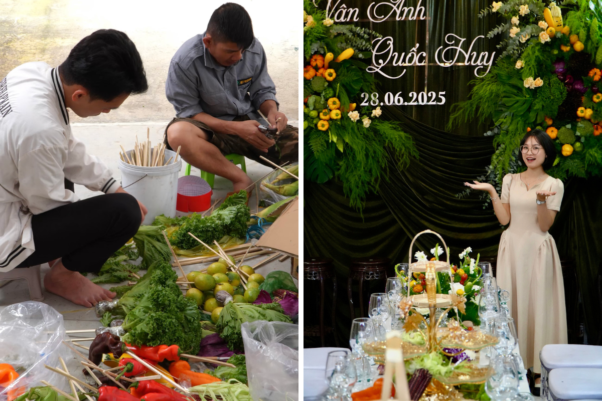 bữa tiệc cưới đặc biệt từ 500kg rau củ quả