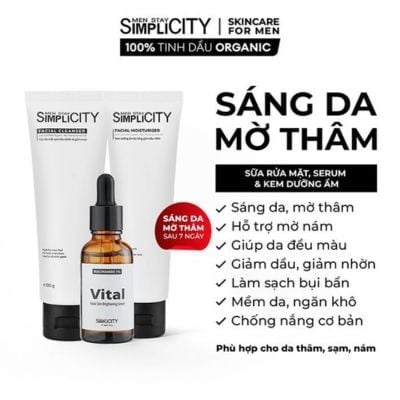 Bộ sản phẩm Serum sáng da mờ thâm Men Stay Simplicity