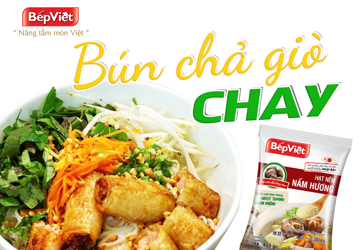 Bún chả giò chay giòn rụm thơm ngon