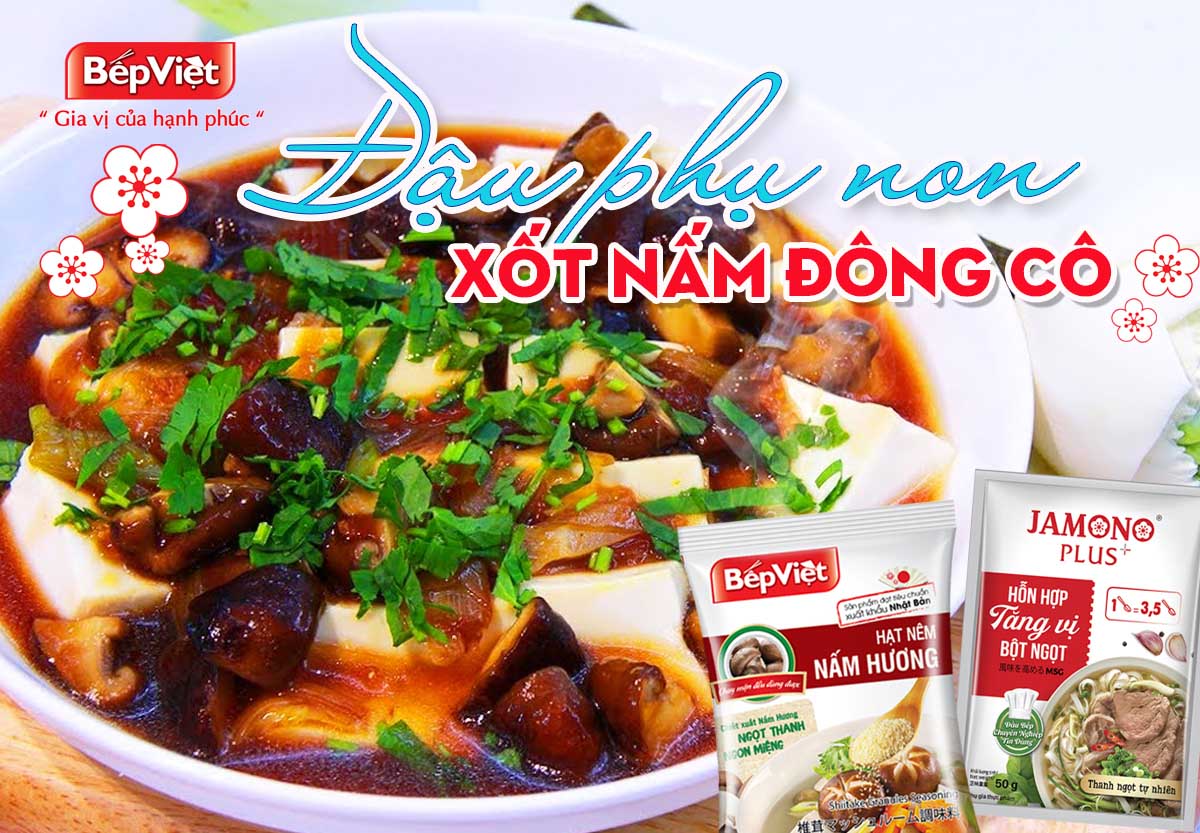 Đậu phụ non xốt nấm đông cô