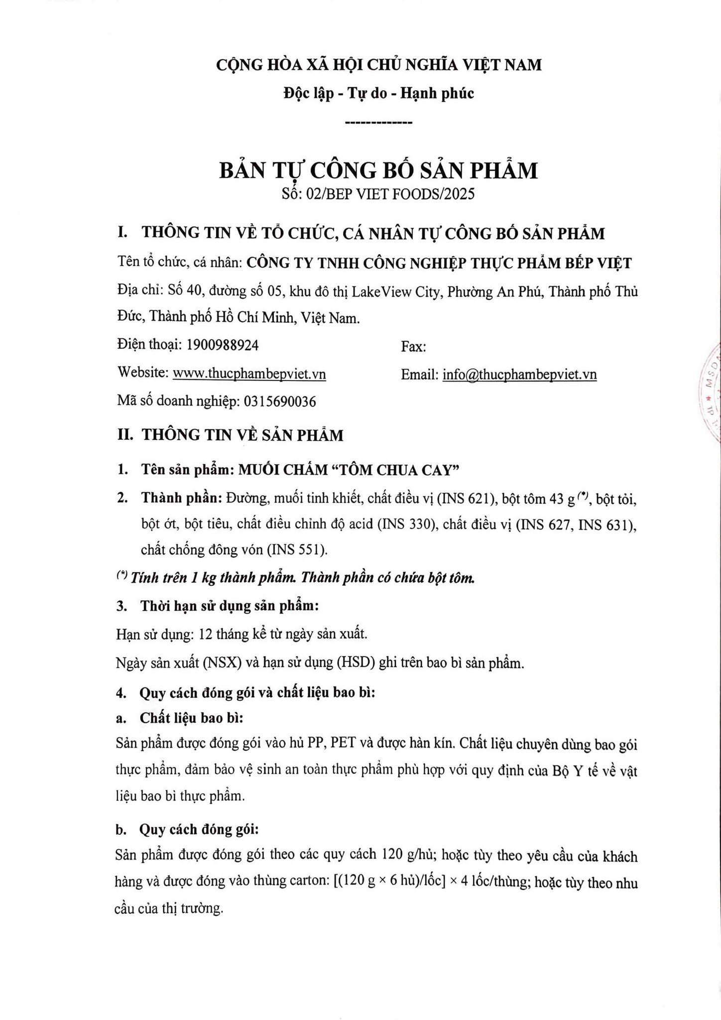 HS TCB muối chấm tôm chua cay